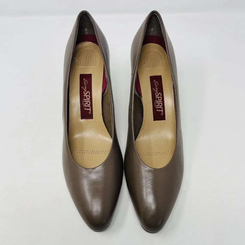 Easy Spirit Womens Size 8.5‎ 2A/4A NARROW Legend Leather Pump Mid Heels in Brown